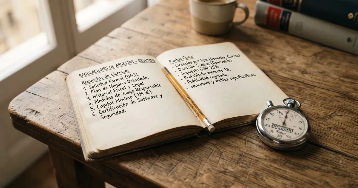 Un cuaderno abierto con un lápiz y un cronómetro sobre una mesa de madera